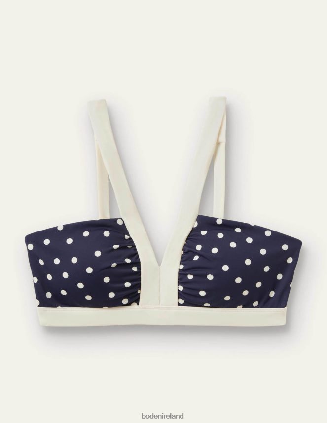 French Navy & Pin Dot Clothing Corsica V-neck Bikini Top Boden Women L466L62490