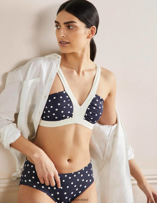 French Navy & Pin Dot Clothing Corsica V-neck Bikini Top Boden Women L466L62490