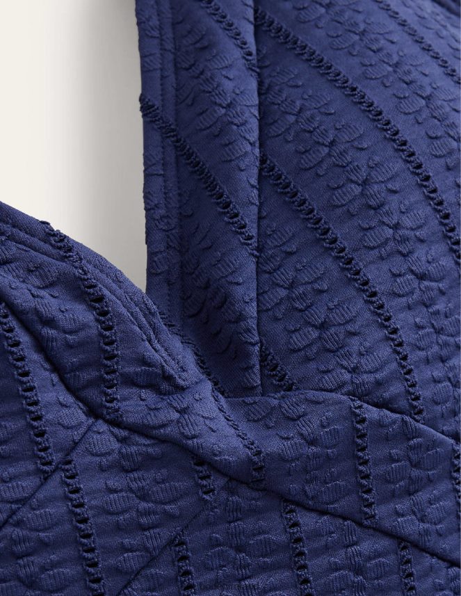 French Navy Texture Clothing Kefalonia Halterneck Swimsuit Boden Women L466L61472