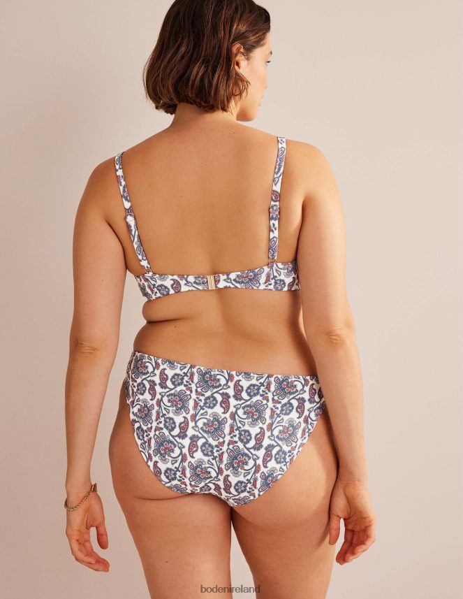 Ivory & Blue Paisley Clothing Capri Cup-size Bikini Top Boden Women L466L61591