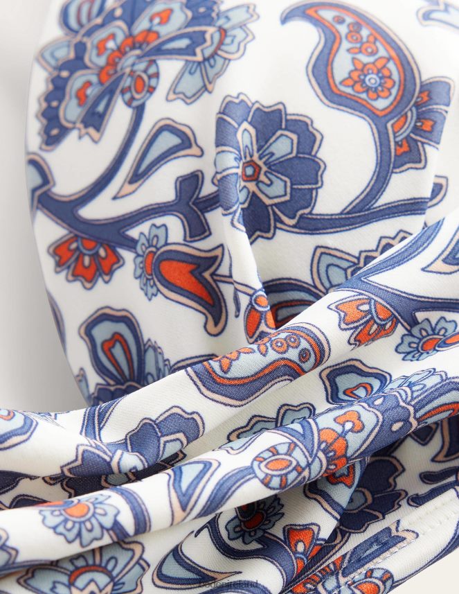 Ivory & Blue Paisley Clothing Capri Cup-size Bikini Top Boden Women L466L61591