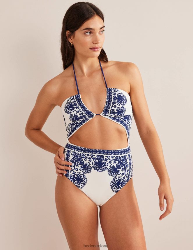 Ivory Floweret Clothing Cut-out Detail String Swimsuit Boden Women L466L61512