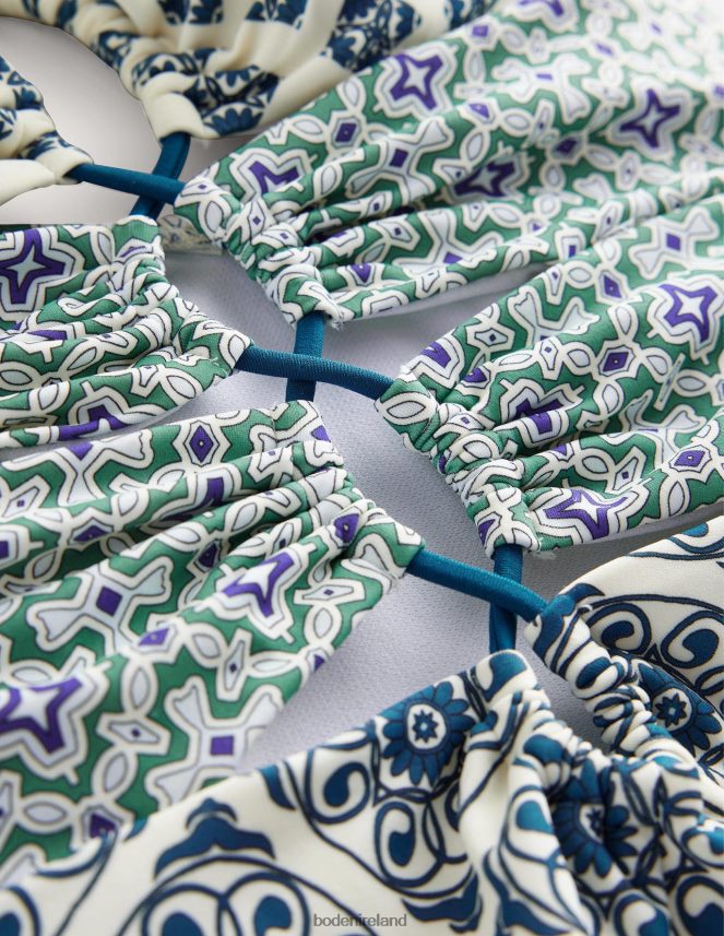 Ivory & Ocenside Flora Swirl Clothing Gather Cut Swimsuit Boden Women L466L61438