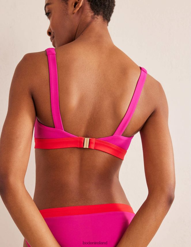 Jewel Pink Colourblock Clothing Square Neck Bikini Top Boden Women L466L61980