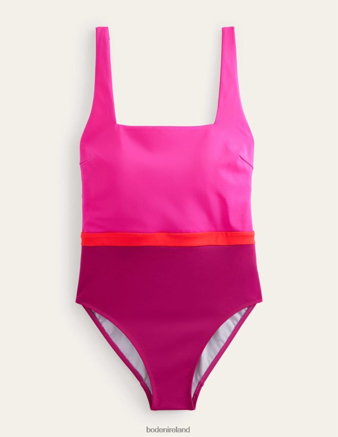 Jewel Pink Colourblock Clothing Square Neck Swimsuit Boden Women L466L61500