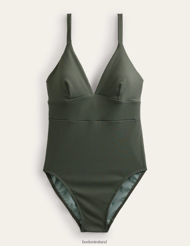 Khaki Texture Clothing Arezzo V-neck Panel Swimsuit Boden Women L466L62484