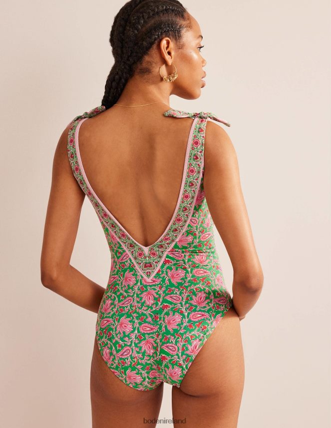Lime & Botanic Vine Clothing Bow Shoulder Swimsuit Boden Women L466L6243