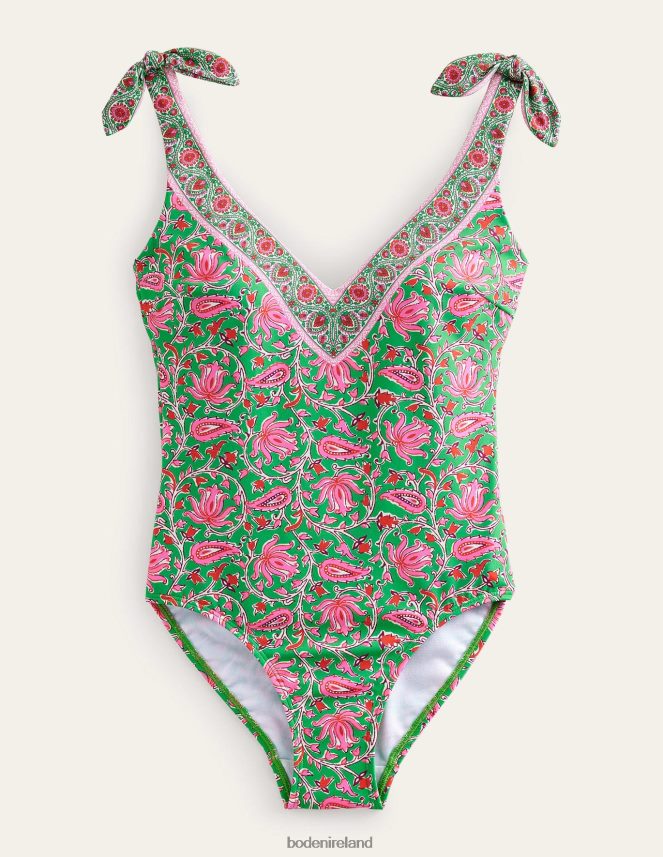 Lime & Botanic Vine Clothing Bow Shoulder Swimsuit Boden Women L466L6243