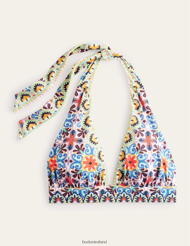 Multi & Tapestry Tile Clothing Merano Deep V-neck Bikini Top Boden Women L466L61310