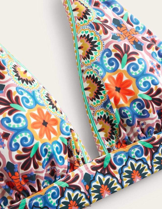 Multi & Tapestry Tile Clothing Merano Deep V-neck Bikini Top Boden Women L466L61310