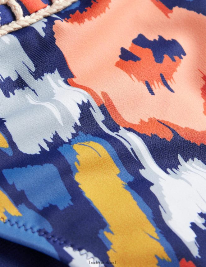 Navy & Abstract Poppy Clothing Crochet Trim Bikini Bottom Boden Women L466L61031