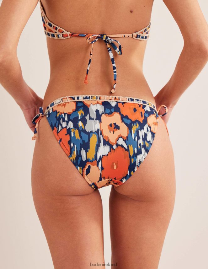 Navy & Abstract Poppy Clothing Crochet Trim Bikini Bottom Boden Women L466L61031