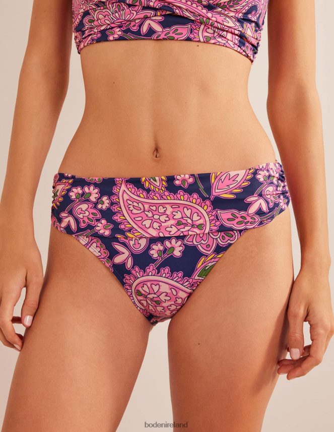 Navy & Paisley Terrace Clothing Classic Fold Bikini Bottoms Boden Women L466L62097