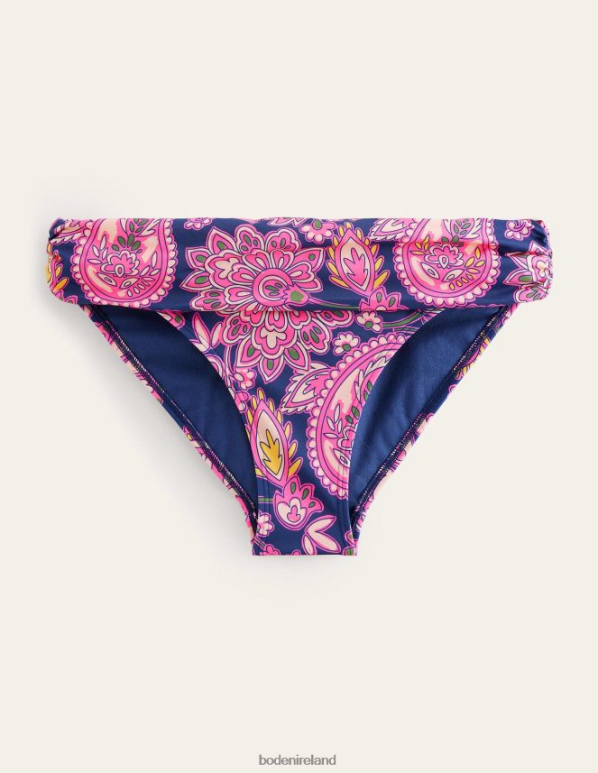 Navy & Paisley Terrace Clothing Classic Fold Bikini Bottoms Boden Women L466L62097