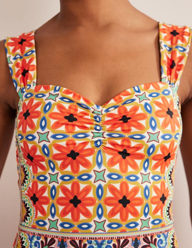 Tigerlily & Tapestry Geo Clothing Pleated Sweetheart Swimsuit Boden Women L466L62472