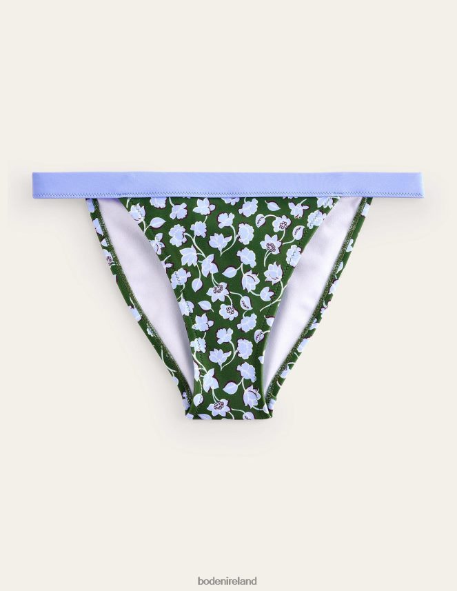 Winter Green & Blue Floral Clothing Tanga Bikini Bottoms Boden Women L466L6266