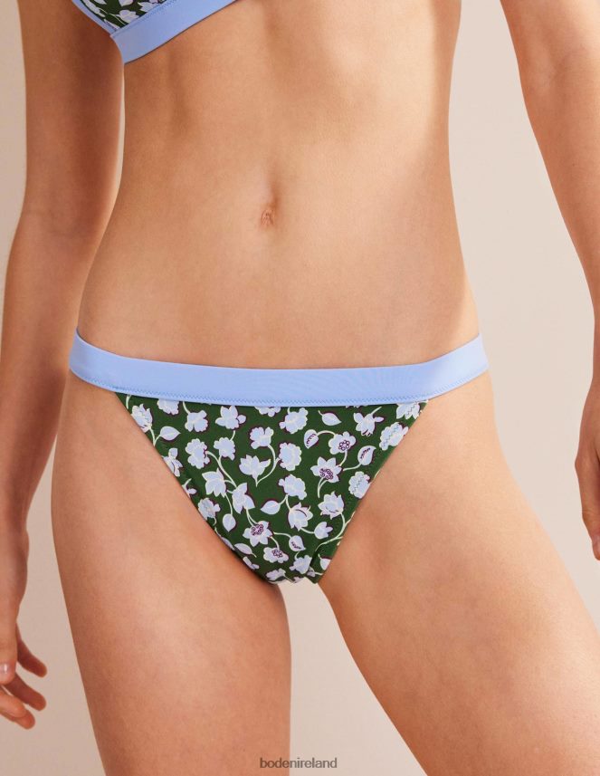 Winter Green & Blue Floral Clothing Tanga Bikini Bottoms Boden Women L466L6266