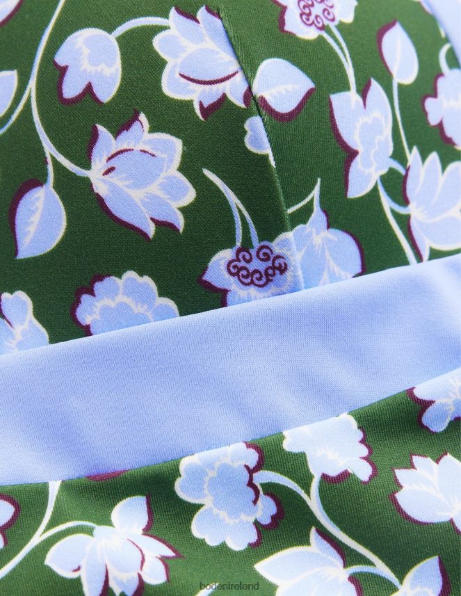 Winter Green & Blue Floral Clothing Triangle Panelled Swimsuit Boden Women L466L6221