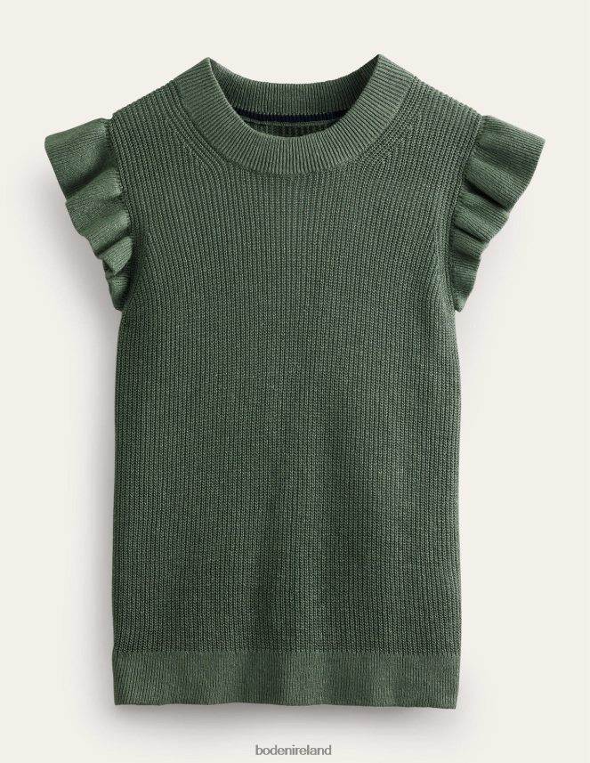 Alder Clothing Ribbed Frill Linen Vest Boden Women L466L61647