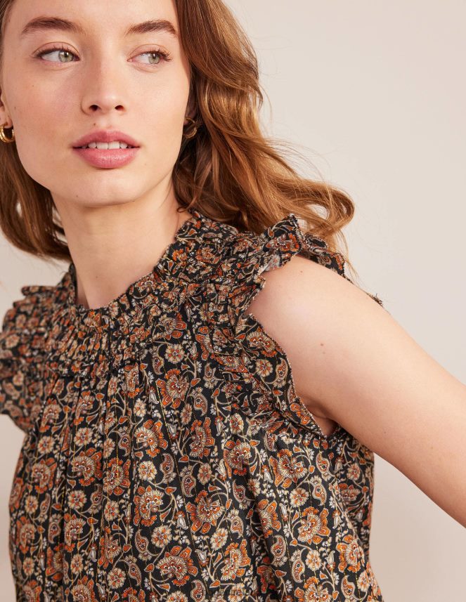 Black & Block Paisley Clothing Ruched Detail Sleeveless Top Boden Women L466L61336