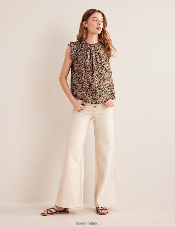 Black & Block Paisley Clothing Ruched Detail Sleeveless Top Boden Women L466L61336