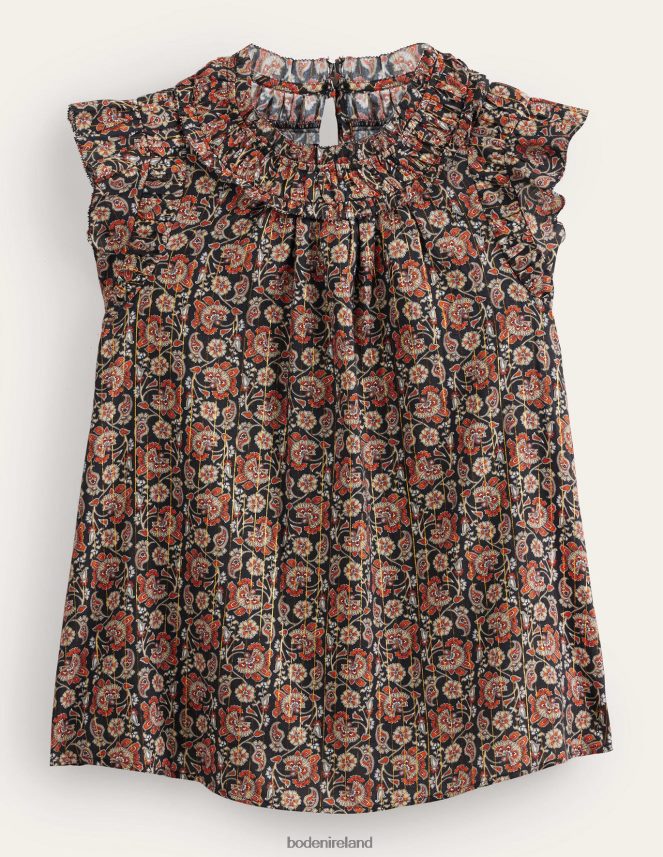 Black & Block Paisley Clothing Ruched Detail Sleeveless Top Boden Women L466L61336