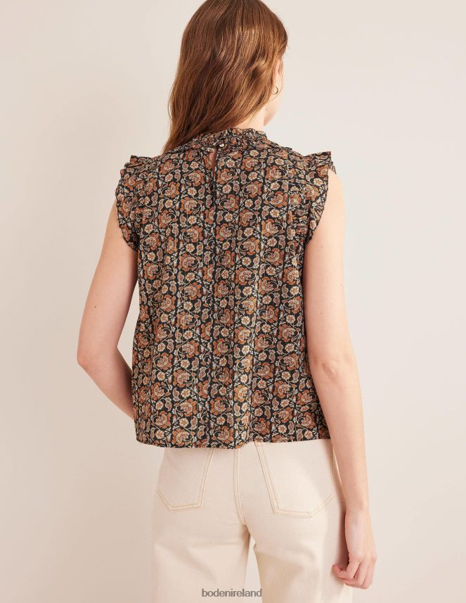 Black & Block Paisley Clothing Ruched Detail Sleeveless Top Boden Women L466L61336