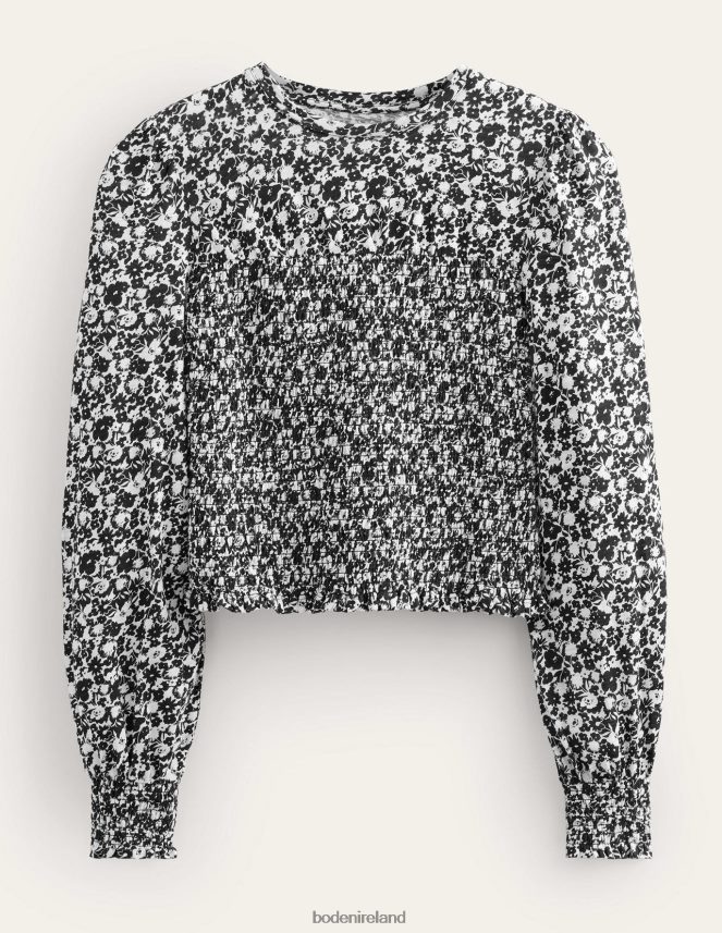 Black Bloom Clothing Smocked Bodice Cotton Top Boden Women L466L61950