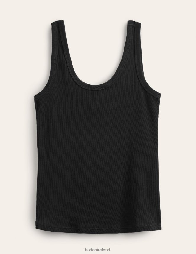 Black Clothing Cotton Ribbed Scoop Vest Boden Women L466L61357