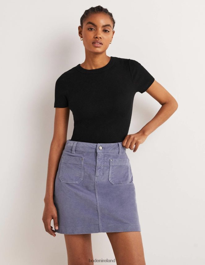 Black Clothing Cotton Ribbed T-Shirt Boden Women L466L6171