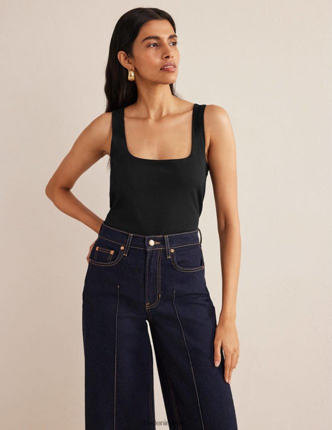 Black Clothing Double Layer Square Neck Vest Boden Women L466L6162