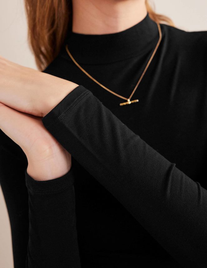 Black Clothing Jersey High Neck Top Boden Women L466L62438