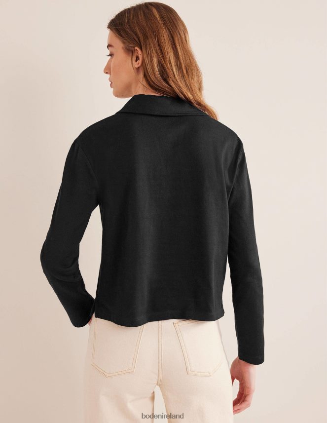 Black Clothing Notch Collar Stripe Top Boden Women L466L62531