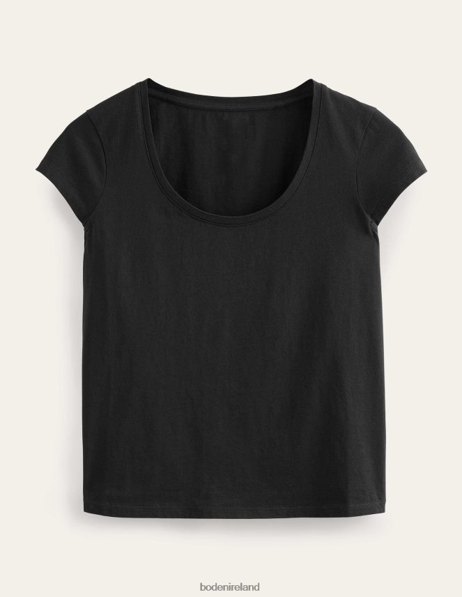 Black Clothing Pure Cotton Scoop Neck T-Shirt Boden Women L466L61796
