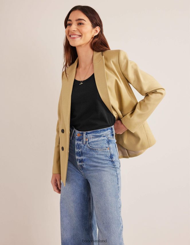 Black Clothing Pure Cotton Scoop Neck T-Shirt Boden Women L466L61796