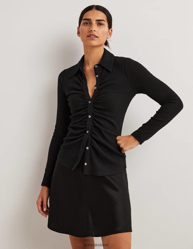 Black Clothing Ruched Front Jersey Shirt Boden Women L466L6157