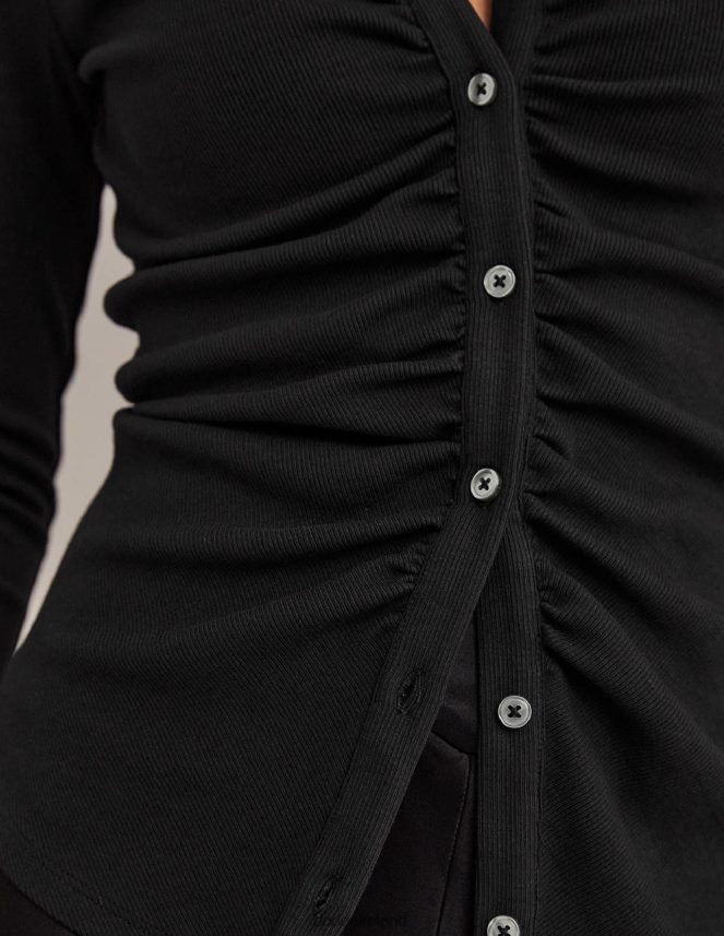 Black Clothing Ruched Front Jersey Shirt Boden Women L466L6157