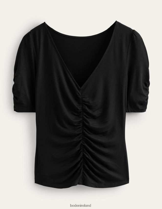 Black Clothing Ruched Front Printed Top Boden Women L466L61450