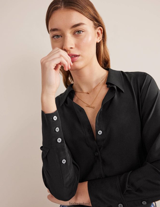 Black Clothing Silk Shirt Boden Women L466L6159