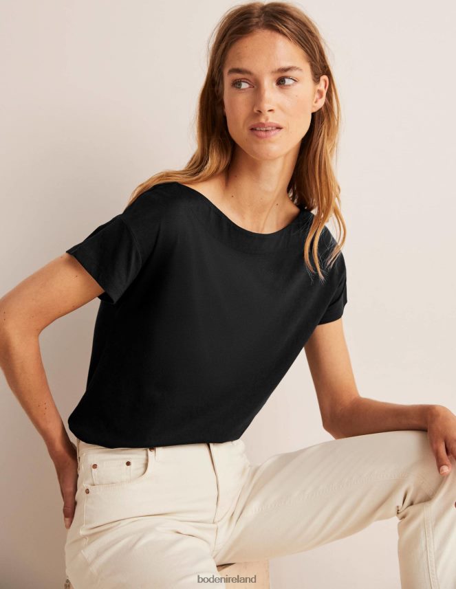 Black Clothing Supersoft Boat Neck T-Shirt Boden Women L466L6160