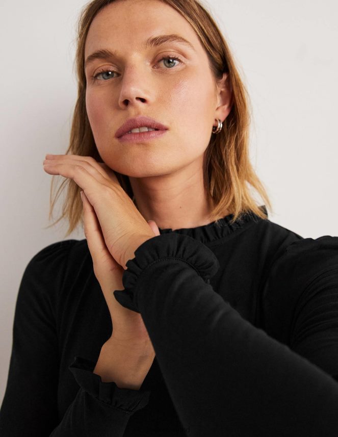 Black Clothing Supersoft Frill Detail Top Boden Women L466L6135