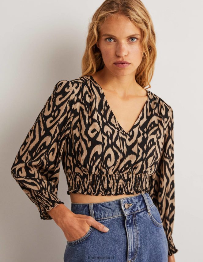 Black & Ikat Clothing Grace Crinkle Co-ord Top Boden Women L466L62002