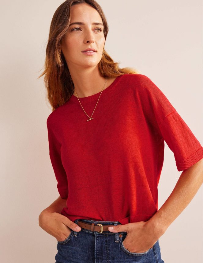 Blood Orange Clothing Knitted Linen T-Shirt Boden Women L466L61469