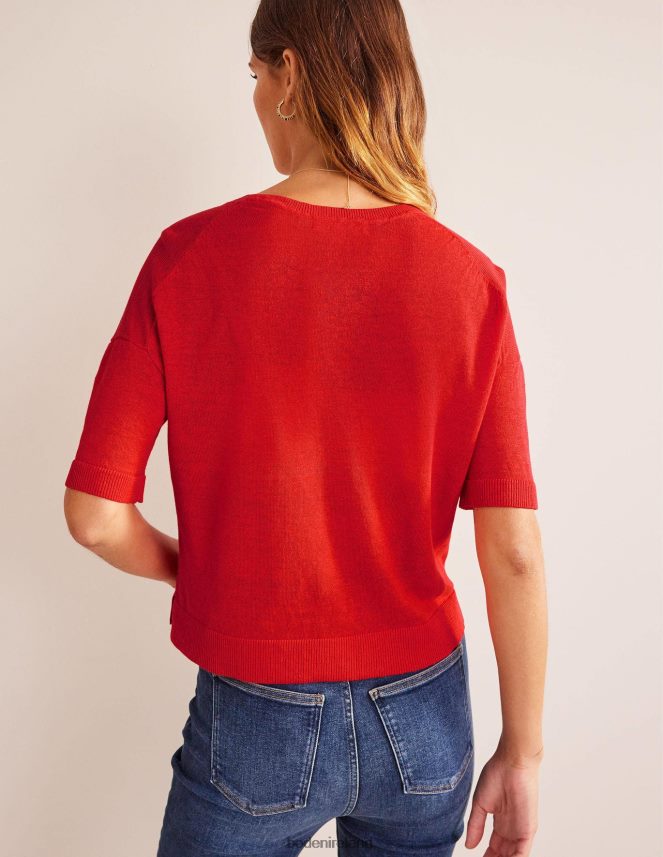 Blood Orange Clothing Knitted Linen T-Shirt Boden Women L466L61469