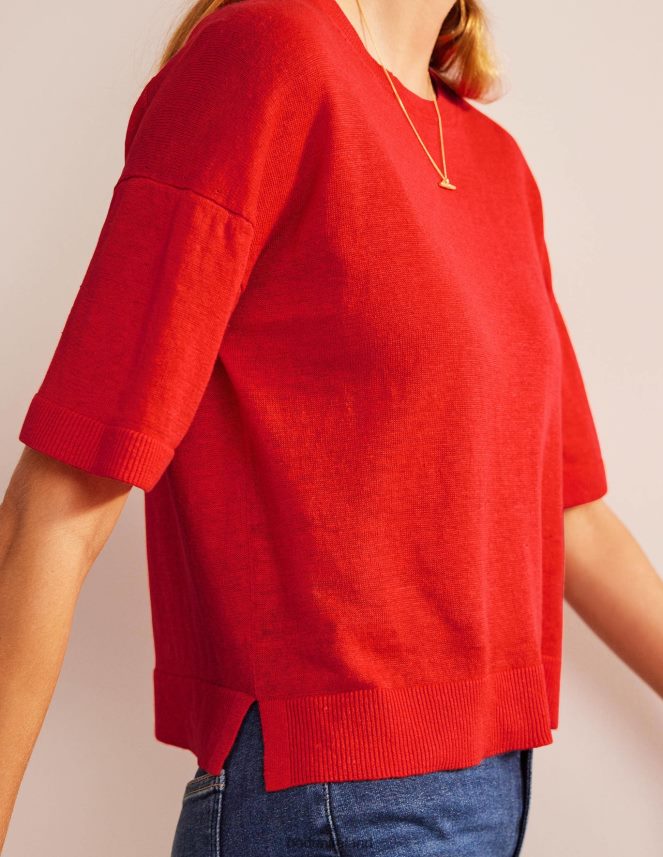 Blood Orange Clothing Knitted Linen T-Shirt Boden Women L466L61469