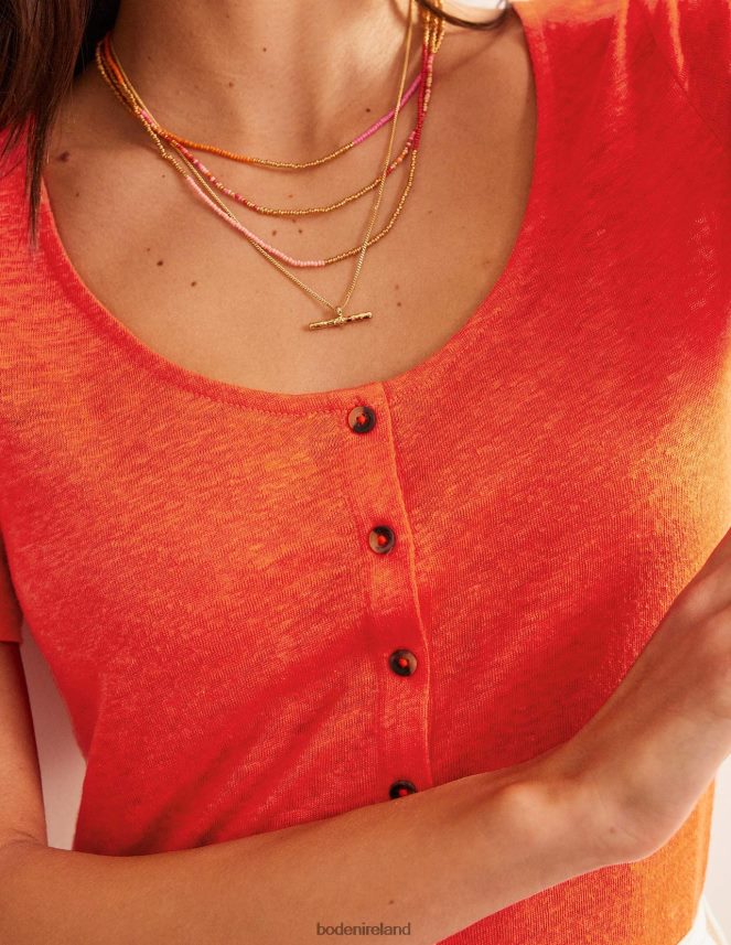 Blood Orange Clothing Scoop Neck Linen T-shirt Boden Women L466L62275