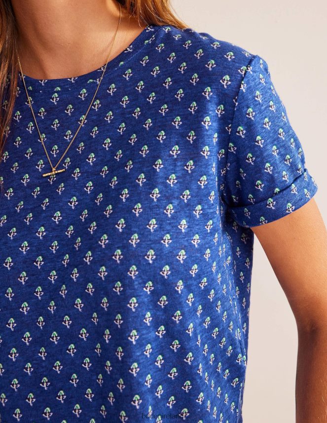 Blue Wave & Tulip Blush Clothing Printed Linen T-shirt Boden Women L466L61131