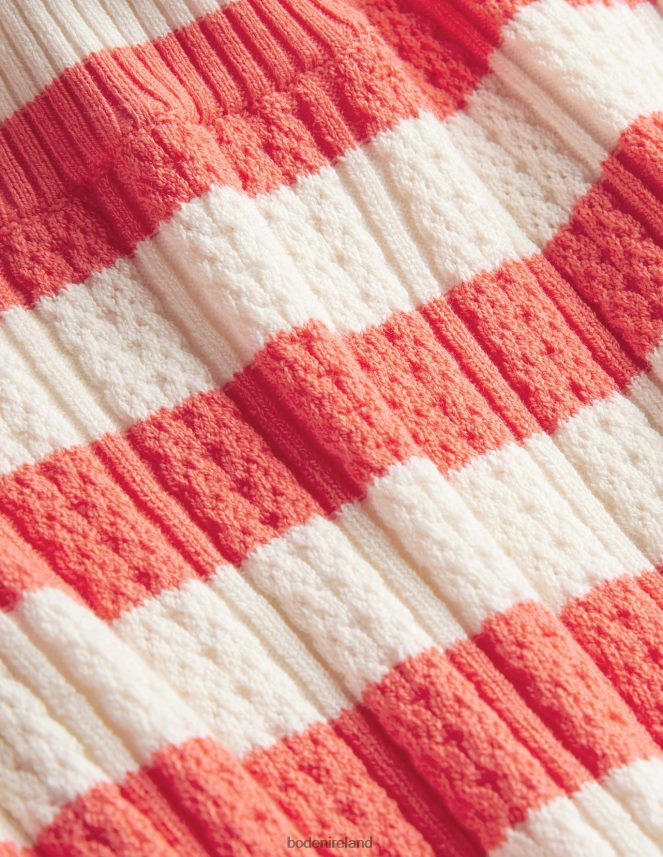 Bright Watermelon Stripe Clothing Ribbed Pointelle High Neck Top Boden Women L466L61866