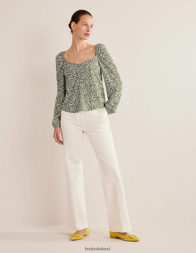 Broad Bean & Tulip Sprig Clothing Sweetheart Printed Top Boden Women L466L61943