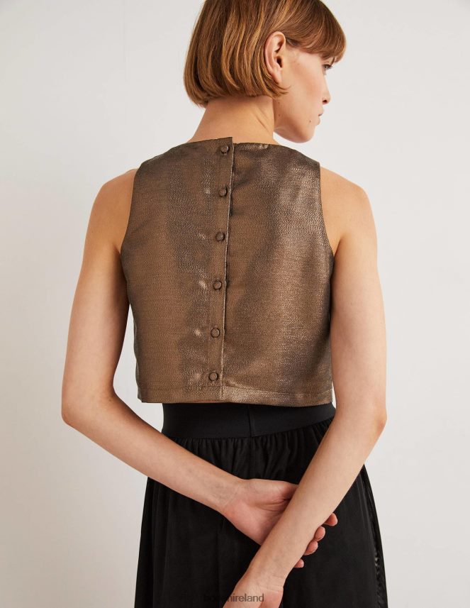 Bronze Lurex Clothing Scarlett Cropped Top Boden Women L466L62012